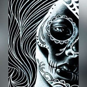 “Eternity” Poster Black & White A Day of the Deaf Sugar Skull by Carissa Rose